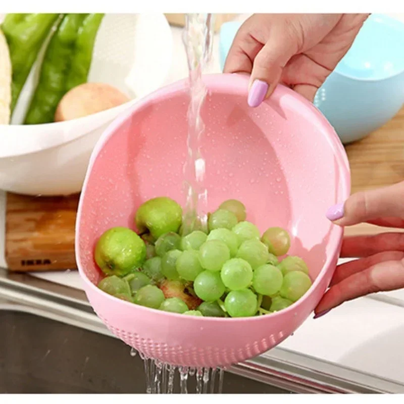 Rice Sieve Plastic Colander Rice Drain Basket Bowl Food Beans Sieve Fruit Washing Strainer Sink Drain Kitchen Small Tools