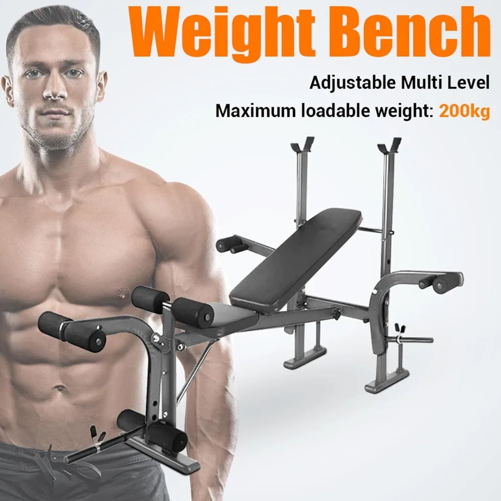 Adjustable Weights Bench, 4 in 1 Gym Sets with Barbell Rack and Leg Developer, 800LBS Bench Press Set,