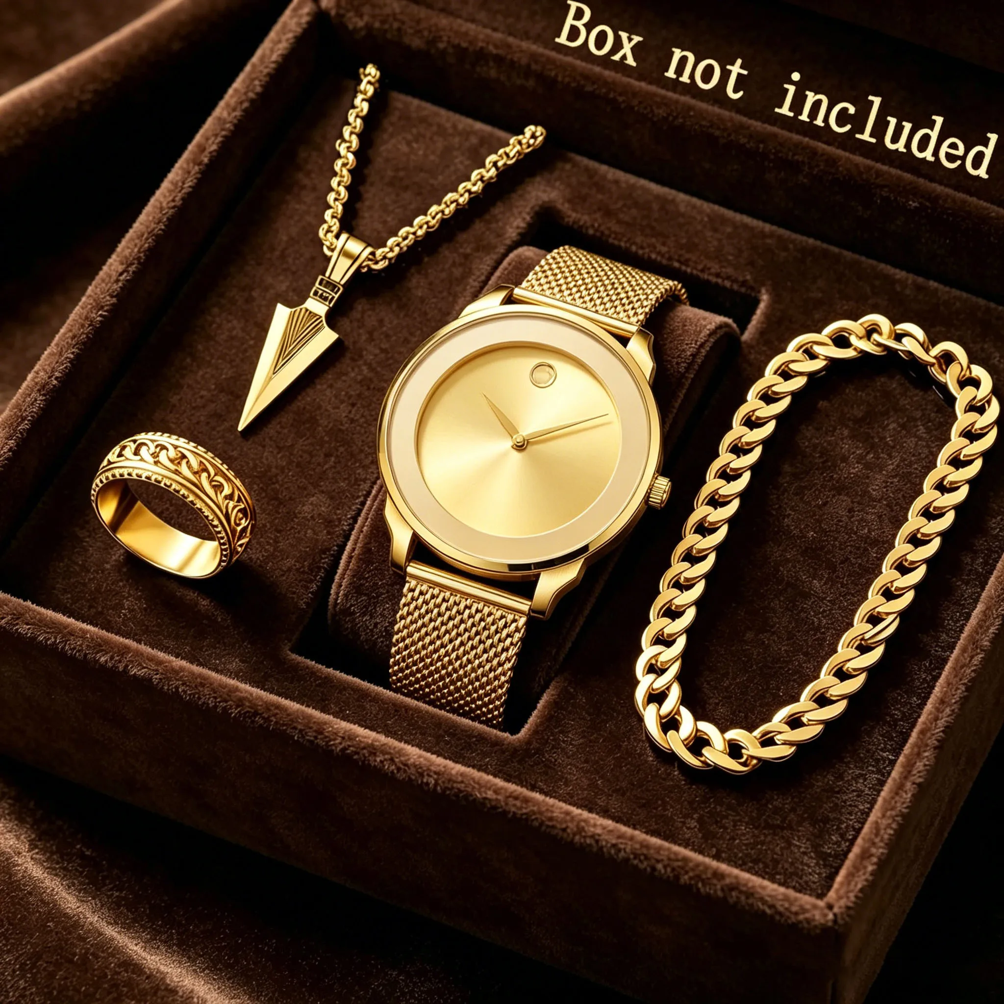 4Pcs Men's Luxury Watch Set, Suitable for Business and Casual Wear, Is an Ideal Gift for His Birthday or Holidays