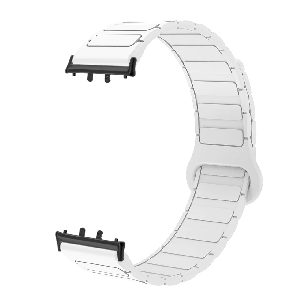 

18mm Magnetic Silicone Wristband For Samsung Galaxy Band Fit3 Armor Style Stable Buckle Quick Release Smart Watch Strap Unisex