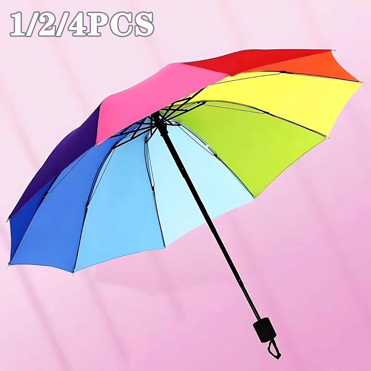 Winddichter faltbarer Regenschirm für Damen und Herren, manuell, beliebt, Regenbogenfarben, drei Faltregenschirme, Erwachsene und Kinder, stark beständiger Regenschirm