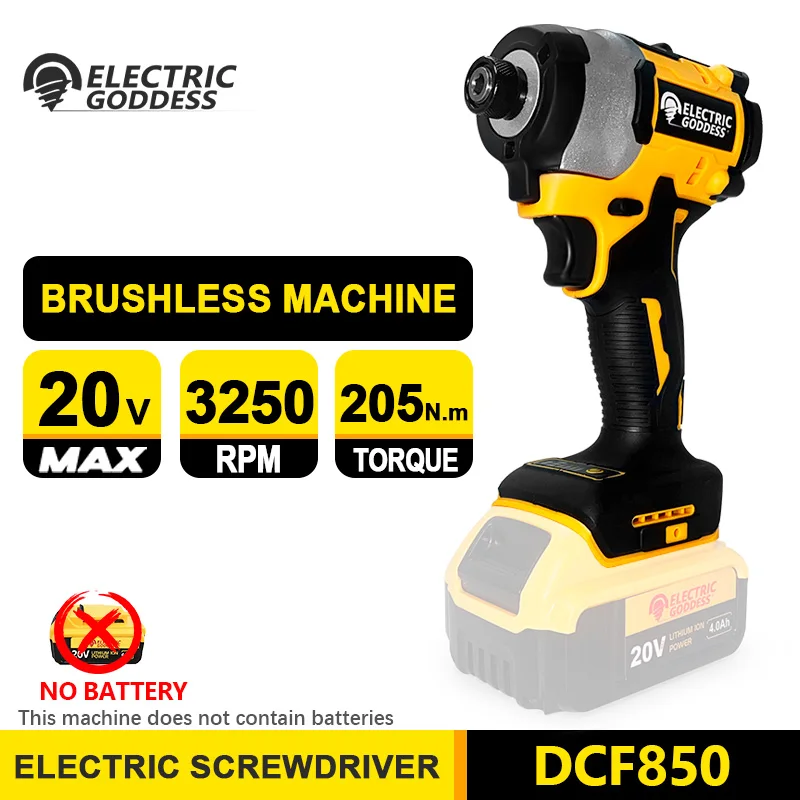 Electric Goddess Brushless Driver Screwdriver Impact Wrench 205N.M Cordless Torque Power Tool For Dewalt 20V Battery ﻿ ﻿