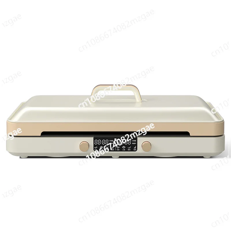 

Electric oven, household multi-functional smokeless non-stick electric baking pan H double stove partition temperature control