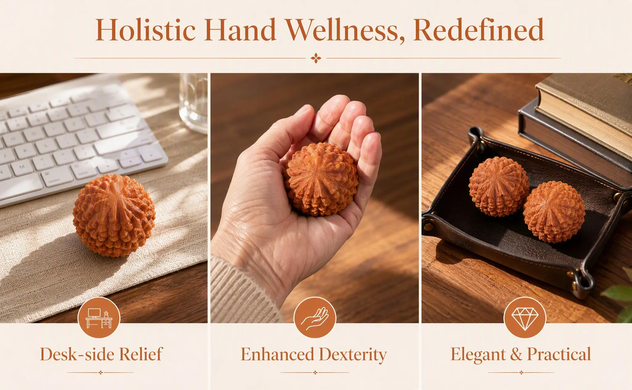 2Pcs Wooden Hand Massage Balls Durian Design Natural Wood Material Acupoint Massager Hand Fitness Tool for Stress Relief and