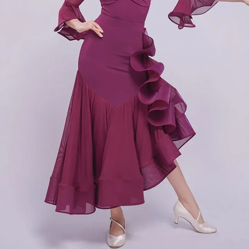 الكبار النساء الحديثة Dancewear الوطنية القياسية الرقص ذيل السمكة كبير سوينغ تنورة قاعة الرقص فساتين الشكل فستان تزلج ازياء