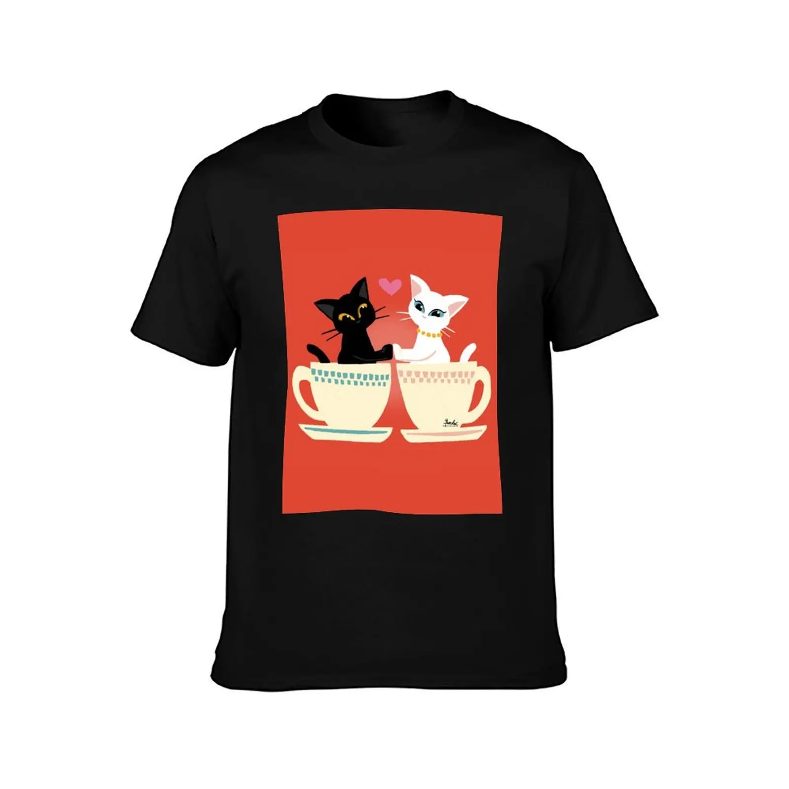 Pair cup T-Shirt, Summer Casual Cotton Tee, Oversized Streetwear Tops, Vintage Graphic Print, Loose Fit Short Sleeve