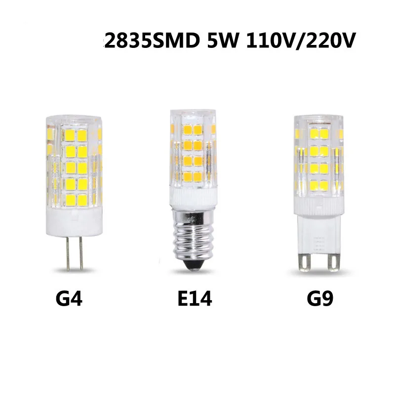 10PCS AC220V 110V G4 G9 E12 E14 E17 BA15D LED Corn Bulb 5W 3000k 4000k 6000k Crystal Chandelier Ceilling Pendant Cabinet Lamp