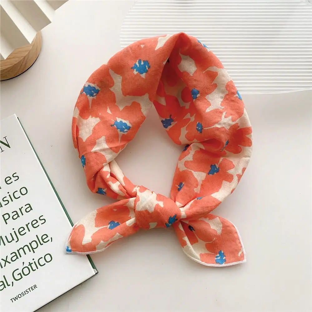 

Flower Headband Cotton Linen Square Scarf Head Scarf Hair Tie Floral Kerchief Neckerchief Scarf Accessories Scarf Hair Band