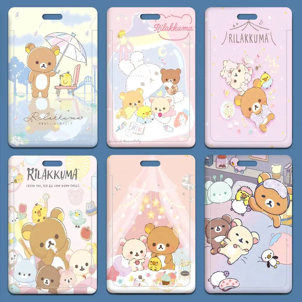 

Милый мультяшный держатель для пропуска/карты R-Rilakkuma, студенческий бейдж, шейный ремешок для карт, подарок