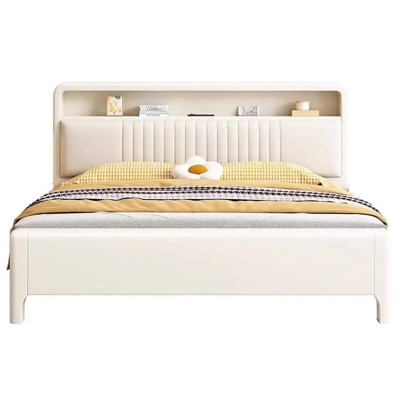 #Room European Base Double Bed Frame High Sleeper Adults Storage Double Bed Bedroom Luxury White Schlafzimmer Bett Home Furnitur