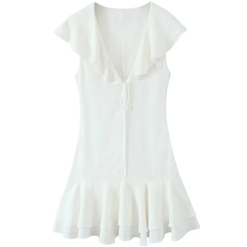 Vestido curto f da moda, primavera 2025, com laço de borboleta, camadas decorativas multifuncionais, estilo casual par...