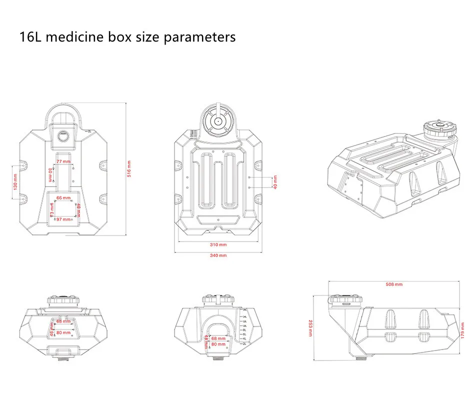 New Plant Protection Drone Anti-shock 16l Medicine Box Water Tank For Agriculture Drones