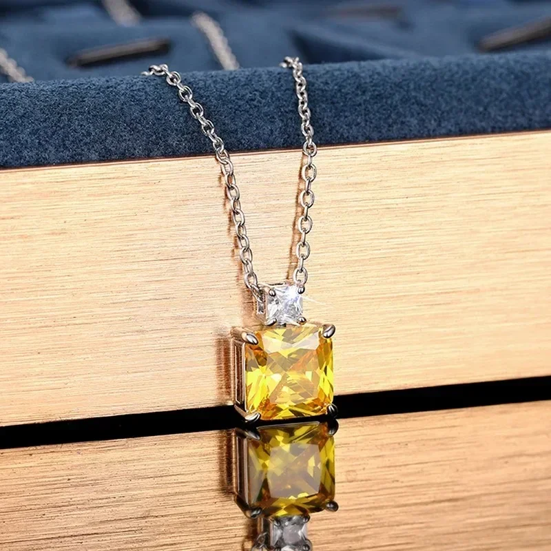 2026 Yellow Zircon Attends Banquet, Dazzling Necklace, Fashionable Temperament, Elegant Personality, and Accessories for Women