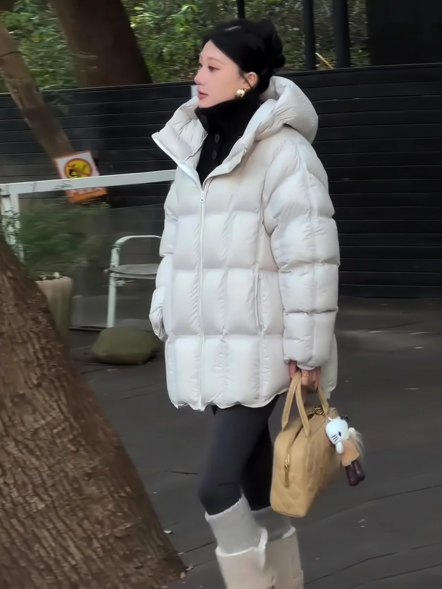 Abrigo acolchado de plumón Du blanco resistente al frío para mujer Winter Faion Versátil pan abeja Jaet Commute Sle Zipper...