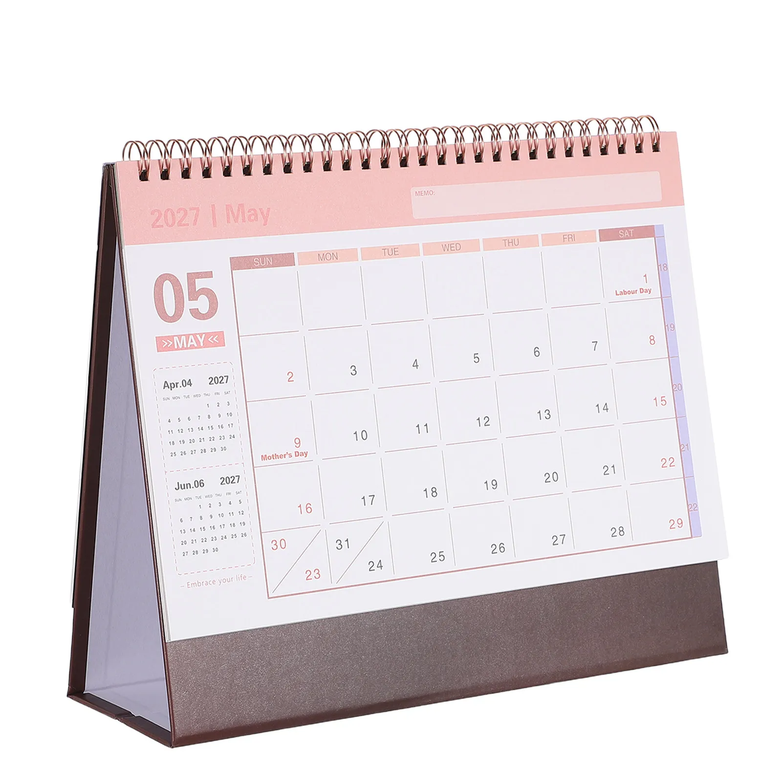 2027 Spiral Bound Desktop Calendar Coffee Color Stand Up Monthly Planner Organizer for Office Home School Desk Large Numbers
