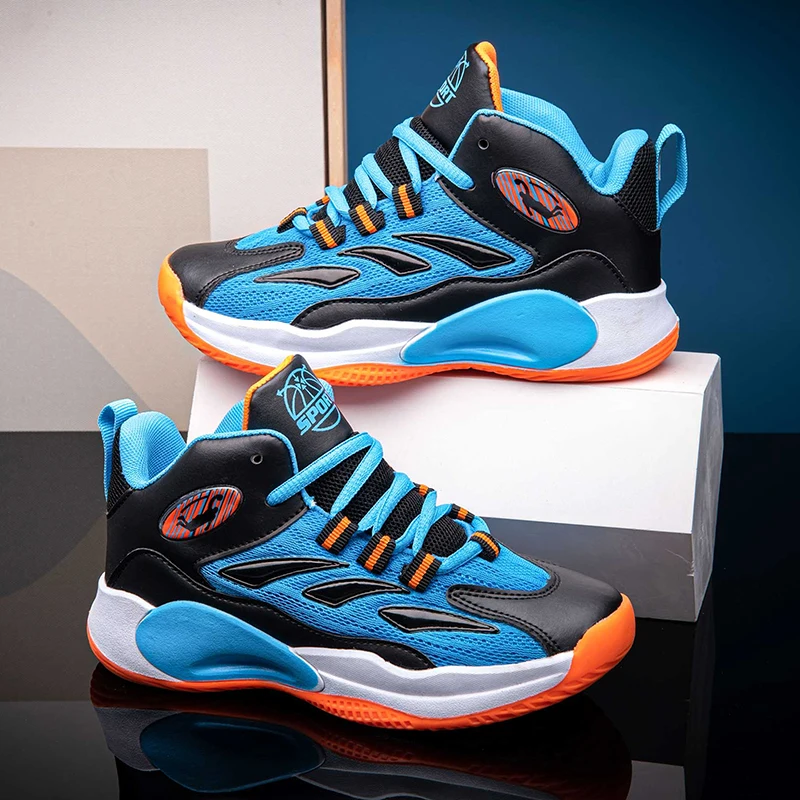 

Boys Basketball Trainer Shoes Children Sport Shoes Kids Sneakers High Quality Thick Sole Leather Girls Basketball Shoes