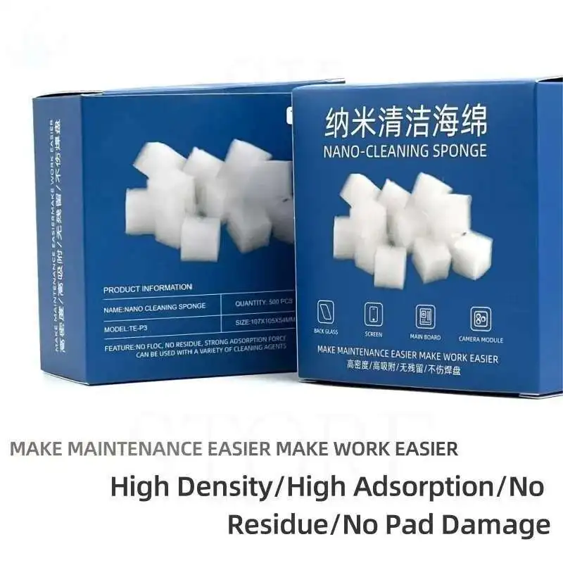 TE-P3 Nano Cleaning Sponge 500pcs for Cell Phone Screen Degumming/Camera/PCB Soldering Oil Cleaner Dustless Wiping Tool - Image 4