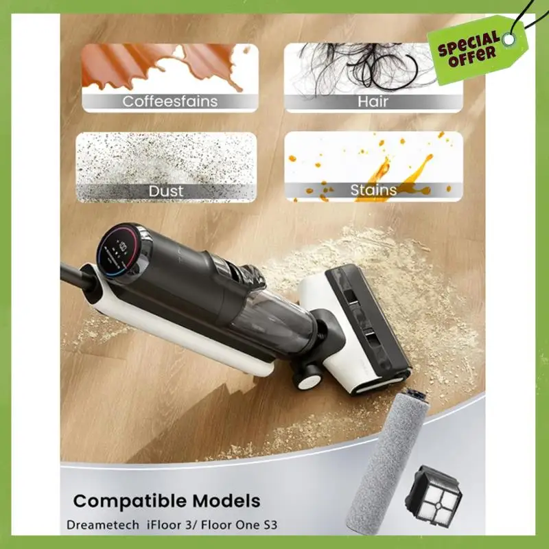 ABGP-For Tineco Ifloor 3/Ifloor One S3 بكرات فرشاة بديلة ومرشحات Hepa أجزاء المكنسة الكهربائية الرطبة والجافة اللاسلكية