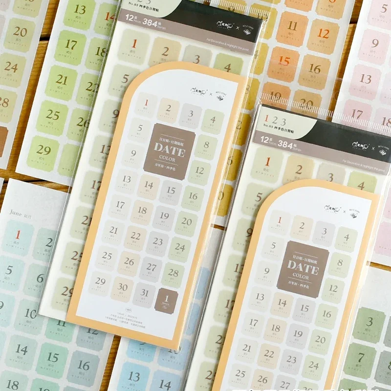 Four Seasons Color Perpetual Calendar Date Sticker Notebook Annual Day Plan Daily Jounal Notebook Stickers