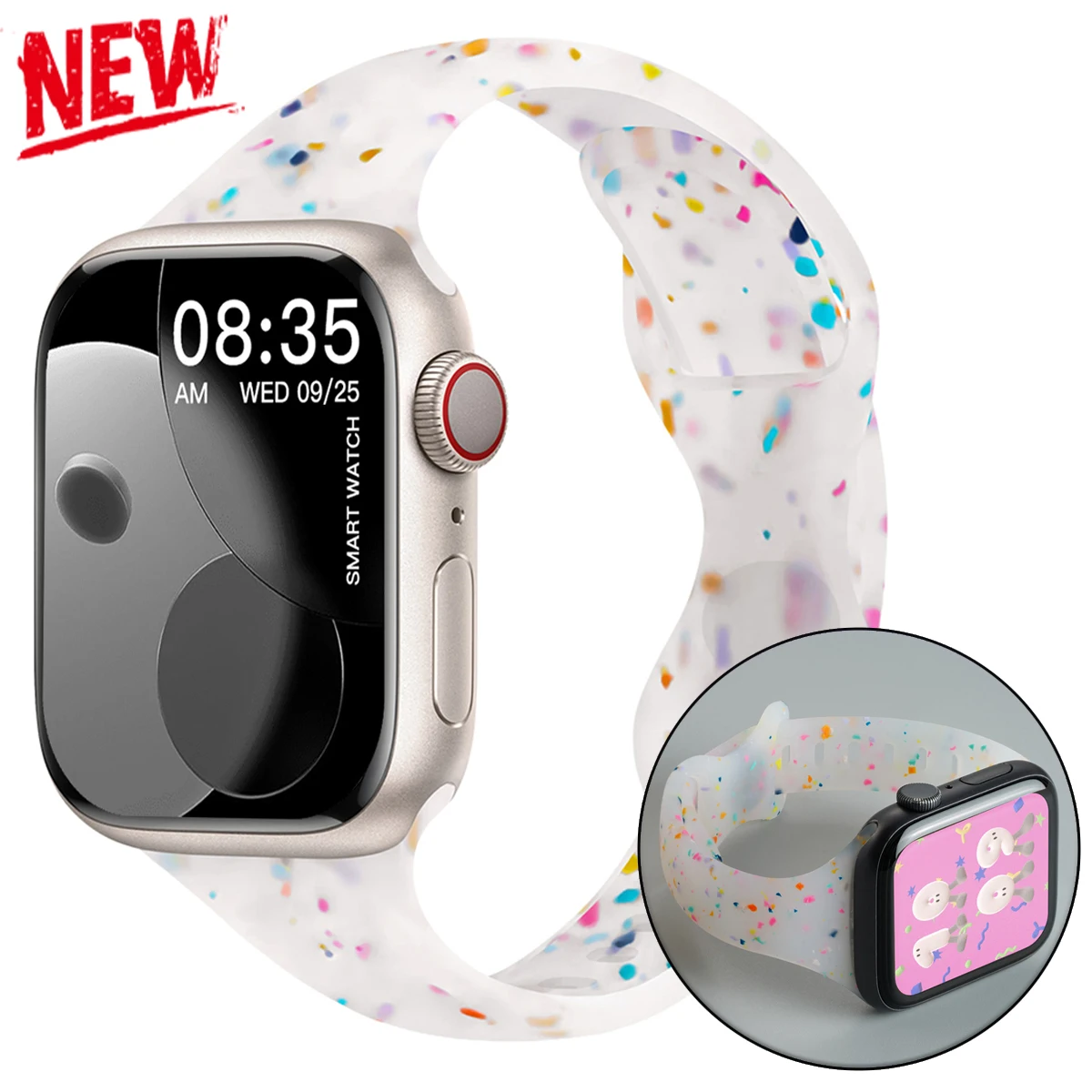 Koreanischer Stil Armband für Apple Watch Ultra 3/2 49mm 44 45 46 38 40 41mm Schlankes Silikonarmband für iWatch Series 11 10 9 8 7 6 SE3