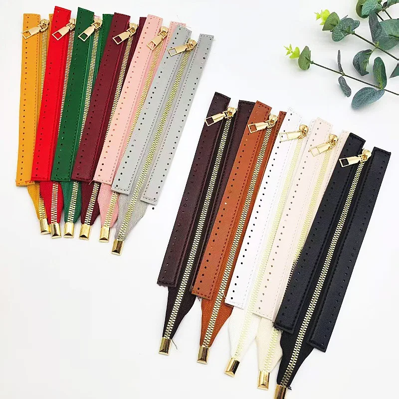 24cm DIY Handmade Bag Zipper Accessories 6-Color DIY Handmade Bag Zipper 24cm Pu Metal Zipper Woven Bag Accessories