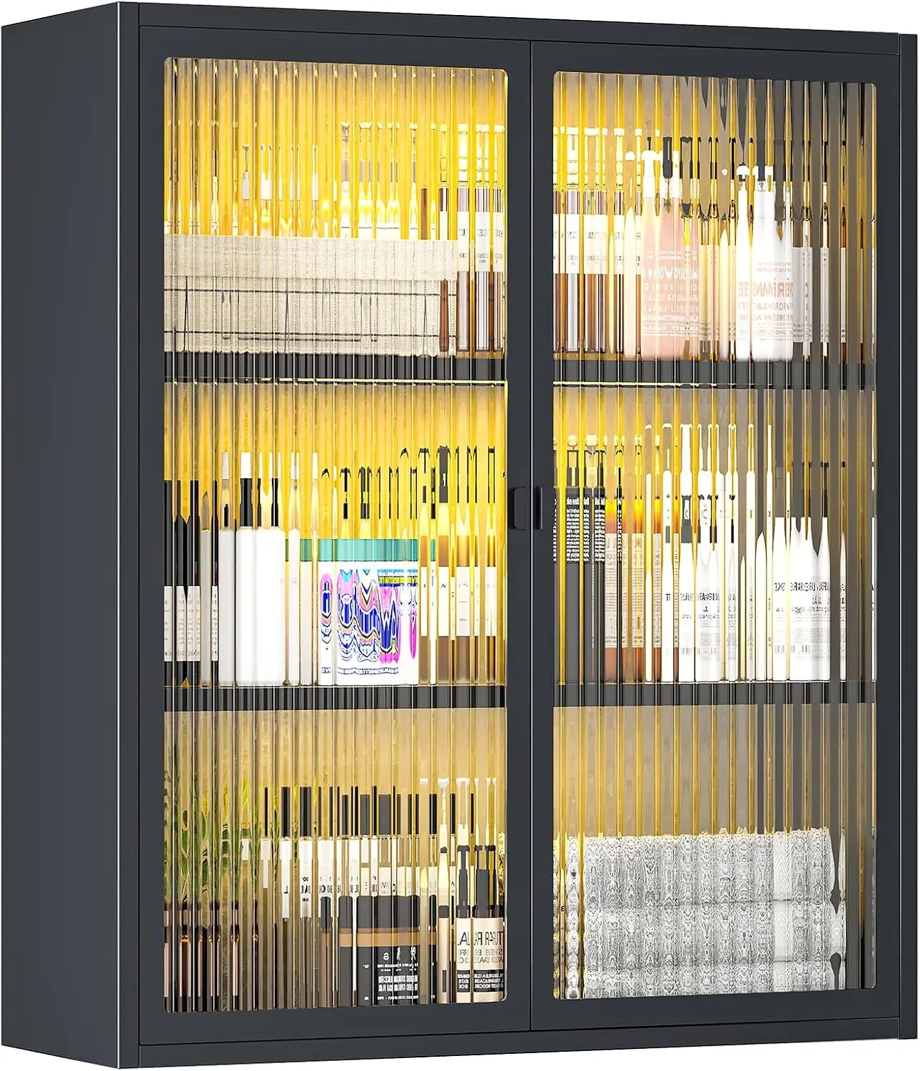 Bathroom Medicine Cabinet with Glass Doors & Sensor LED Lights, Over Toilet Bathroom Organizer, Customized