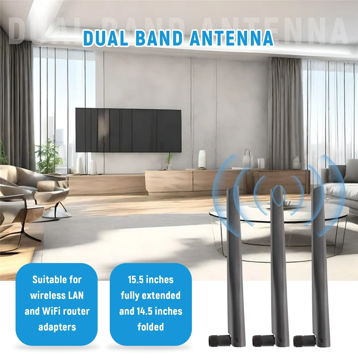 ABNP 3 個の新しいメタル WiFi アンテナ、RP-SMA インターフェイス、5DBi 2.4G/5G デュアルバンド ワイヤレス Wifi アンテナ、RT-AC68U 用