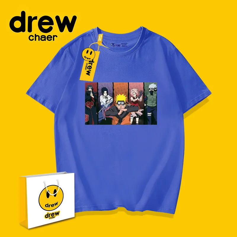 Nueva camiseta para niños de Naruto, Sasuke, Kakashi y Sakura, de verano, de algodón puro, con estampado de dibujos animados, a la moda, de manga corta, para padres e hijos