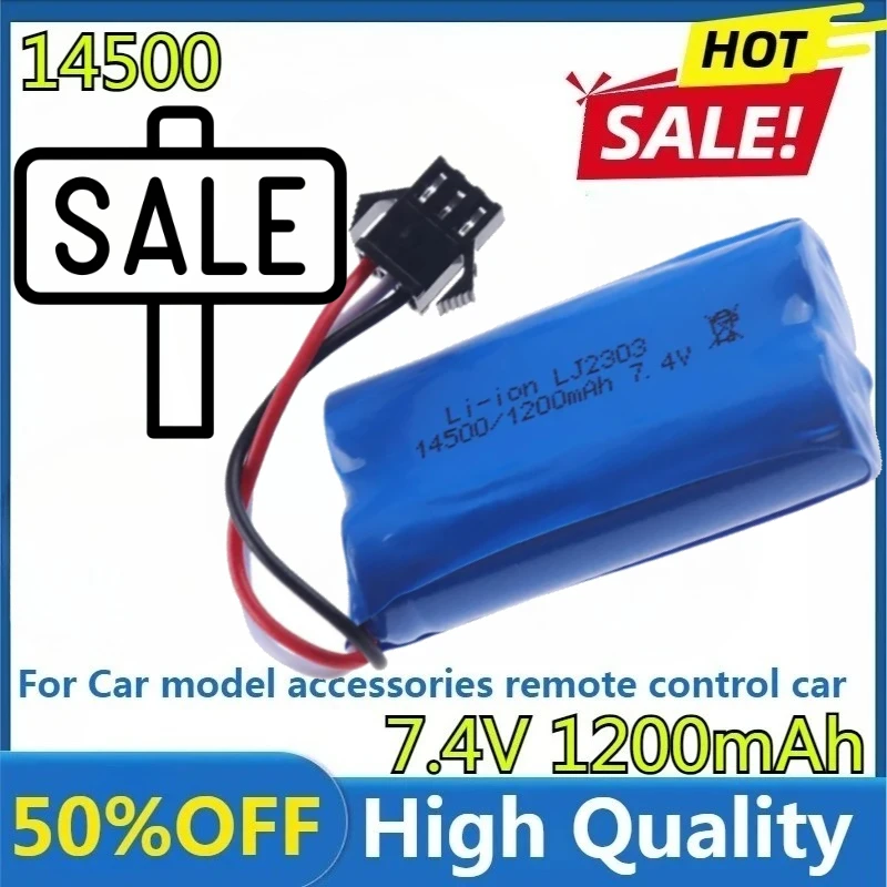 

New 1200mAh 7.4V LiPo Battery for UDI902 UDI007 UDI002 UDI001 for HuanQi 961/962 HJ806 RC Boat Spare Parts 2s 14500 Battery