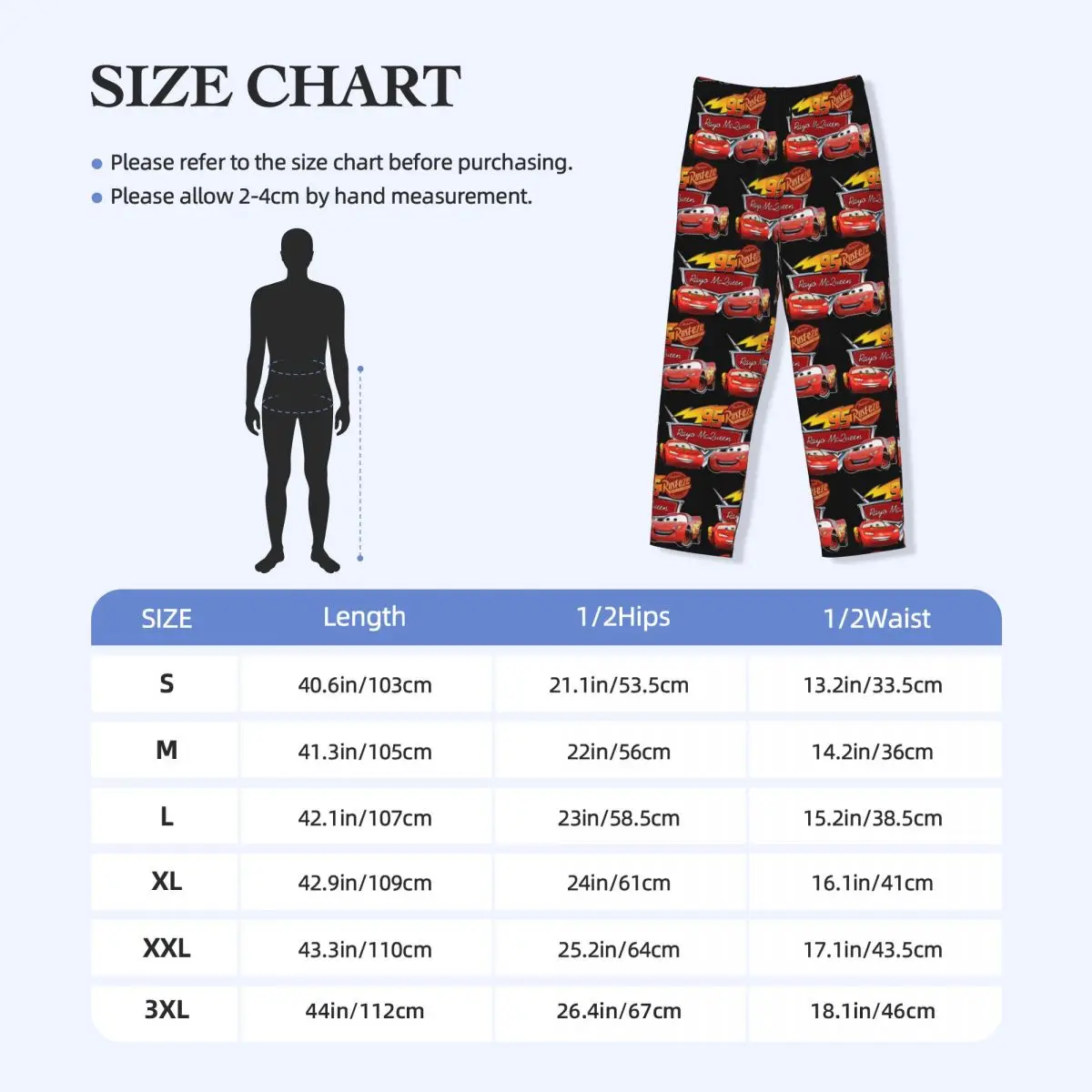 Custom Lightning McQueen Pajama Pants Sleepwear Men Elastic Waistband Cartoon Sleep Lounge Bottoms with Pockets