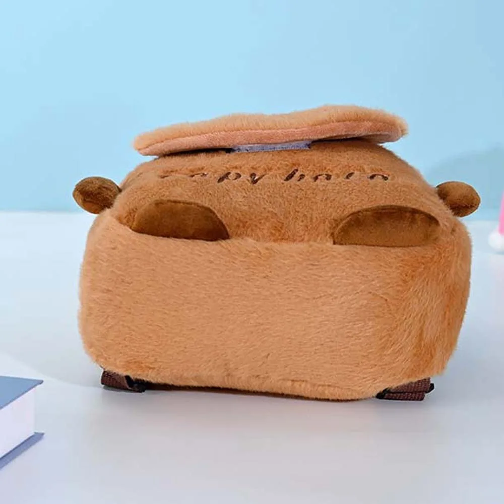 

Cute Thickened Capybara Plush Backpack Embroidered Lightweight Cartoon Animal Daypack Soft Brown Large Capacity School Bag Daily