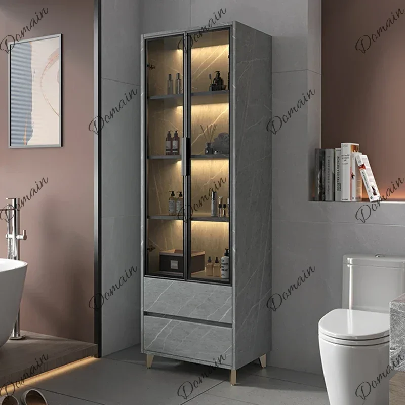 6XY Bathroom Side Cabinet Storage Cabinet Light Luxury Intelligent Induction Modern Minimalist Solid Wood Vertical Toilet Land S