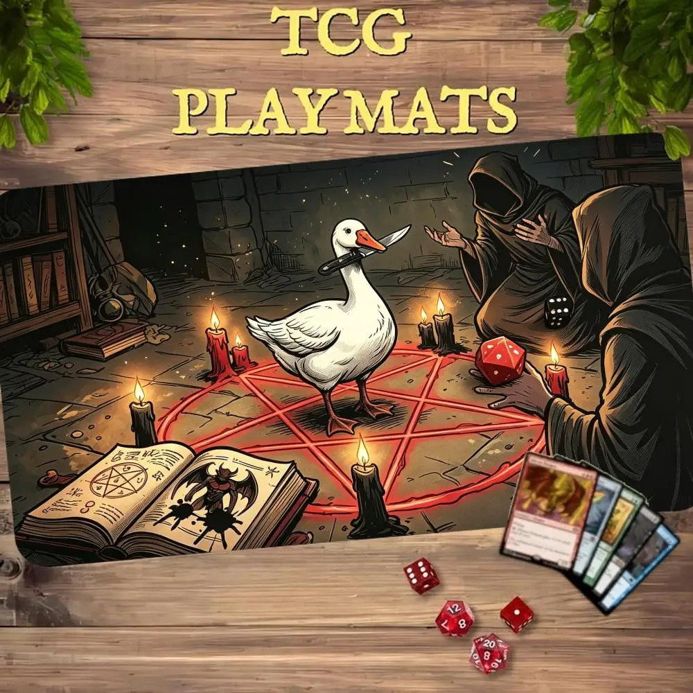 Funny Evil Goose Mouse Pad MTG Trading Card Game Playmat TCG CCG Play Mat 600X350 Non-Slip Durable Stitched Edge Magic Card Mats