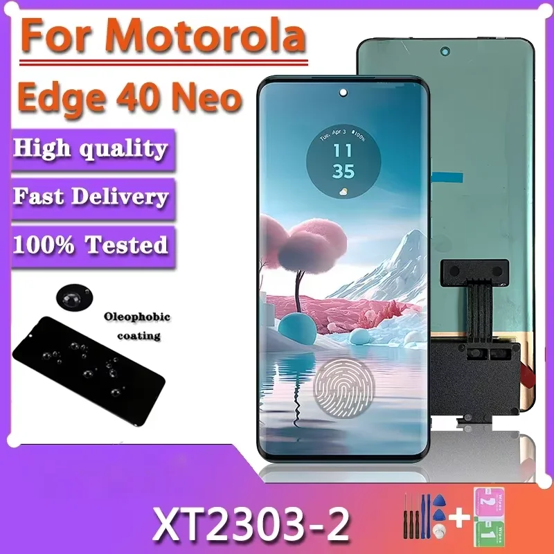 AMOLED 6.55\'\' For Motorola Edge 40 Neo LCD XT2307-1 Display Touch Screen Digitizer Assembly For Moto Edge40 Neo LCD Replace