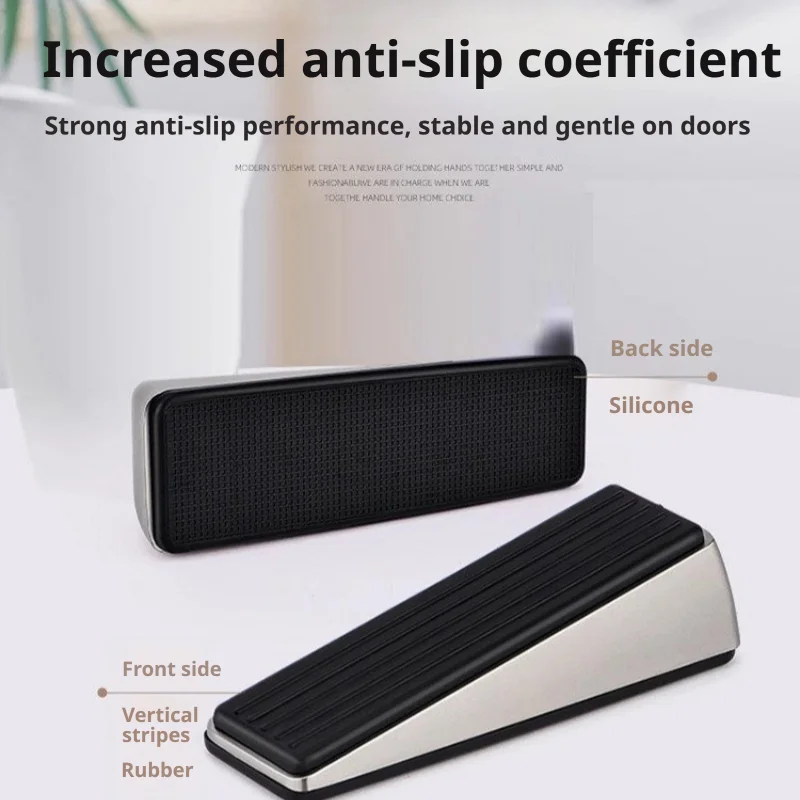 Heavy Duty Zinc Alloy Door Stopper Windproof Anti Slip Gaps Buffer for Home Office Hotel Floor Door Fixator Home Improvement 1PC