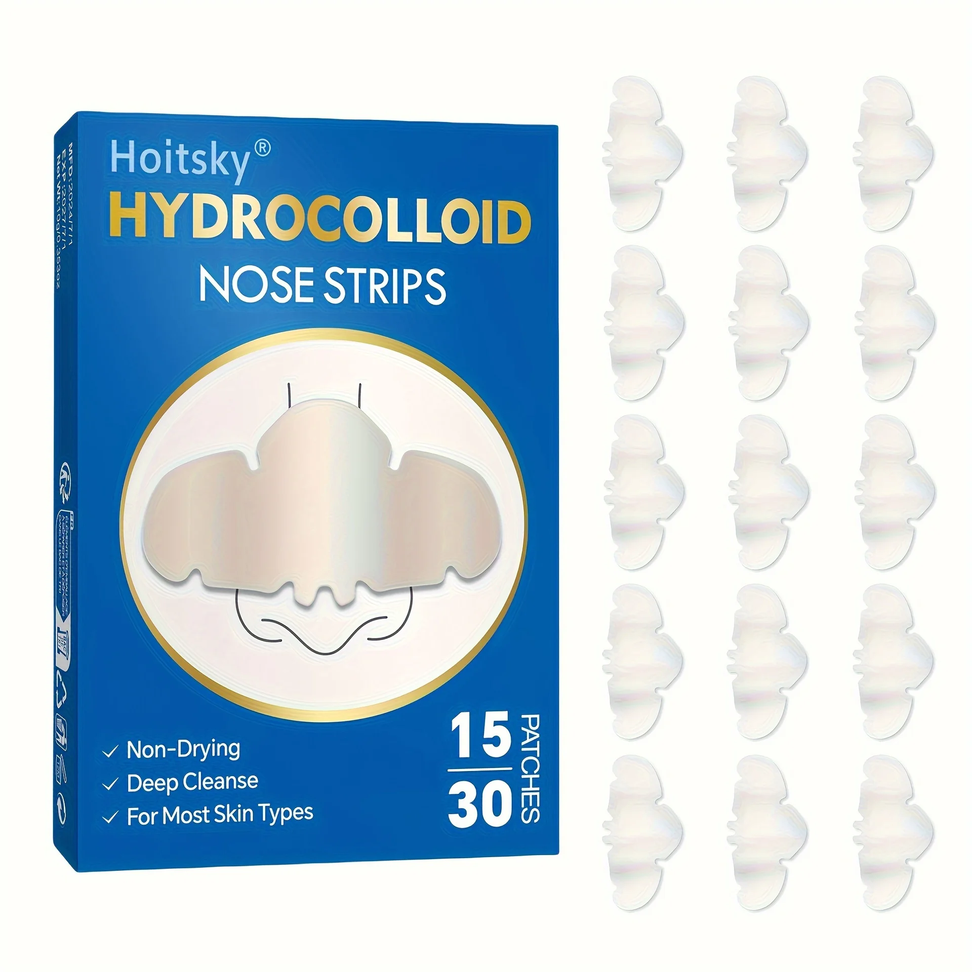 Parche para limpieza de nariz, 15/30 tabletas, contiene polvo de carbón para dragar los poros, restaurar la piel nasal suave y la mascarilla nasal