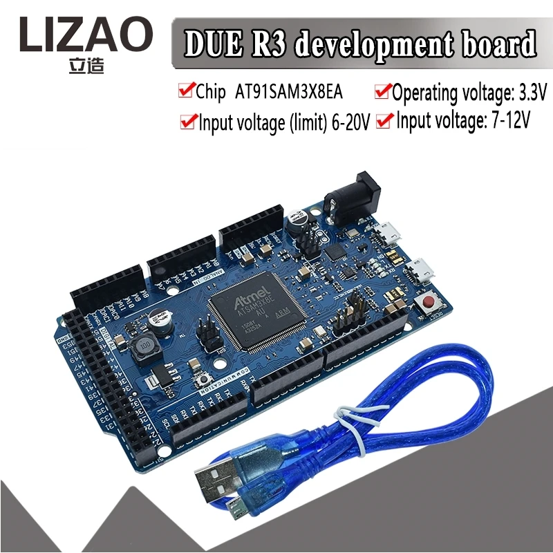 LIZAO DUE R3 Development Board AT91SAM3X8EA Chip 3.3V Operating Voltage 7-12V Recommended Input