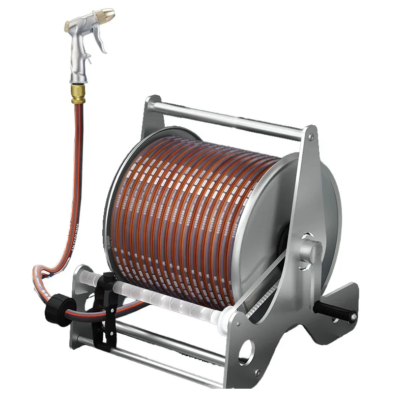 Garden Water Equipment & Tools Handheld Garden Stainless Steel Metal Pressure Washer 3/4 Hose Reel with Cart and Spray Gun