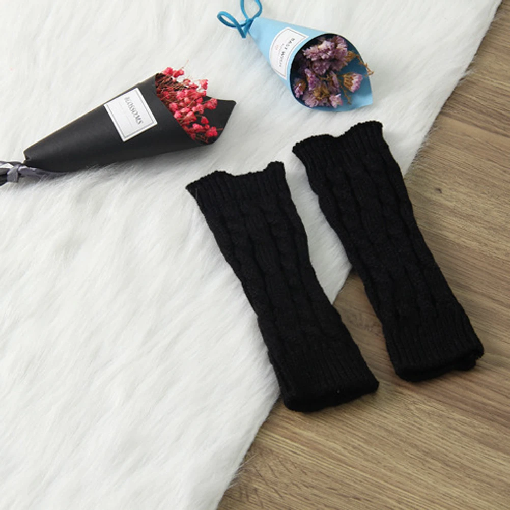 

Half-finger Gloves 20 CM Knit Fingerless Women Winter Yarn Arm Warmers Thumb Hole Soft Comfortable Breathable Stylish Gifts