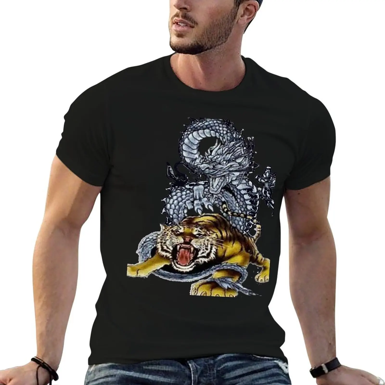 Traditional Japanese Dragon Great Idea - Dragon and Tiger Entwined Graffiti Tattoo T-Shirt sublime heavy weight t shirts for men