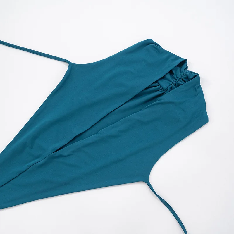 딥 V넥 슬리브리스 백리스 러플 레이스업 바디수트 탑 + 로우 웨이스트 플레어 팬츠 여성 솔리드 투피스 세트 클럽웨어 슈트