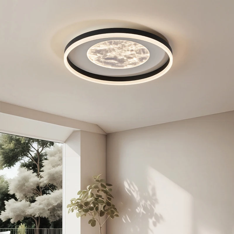 Modern Dimmable LED Flush Mount Ceiling Light Bedroom Eye Protection Light Source LED White Black Acrylic  Indoor Lighting