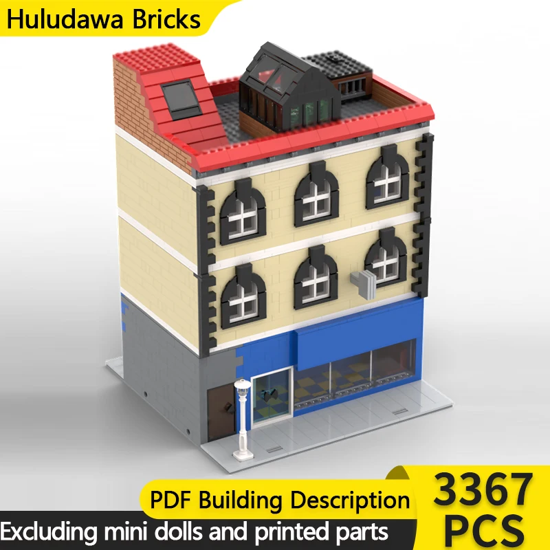 

Модель с видом на улицу MOC, строительные кирпичи на вынос и юрицы, офисная модульная технология, детские праздничные подарки, сборка игрушек, костюм