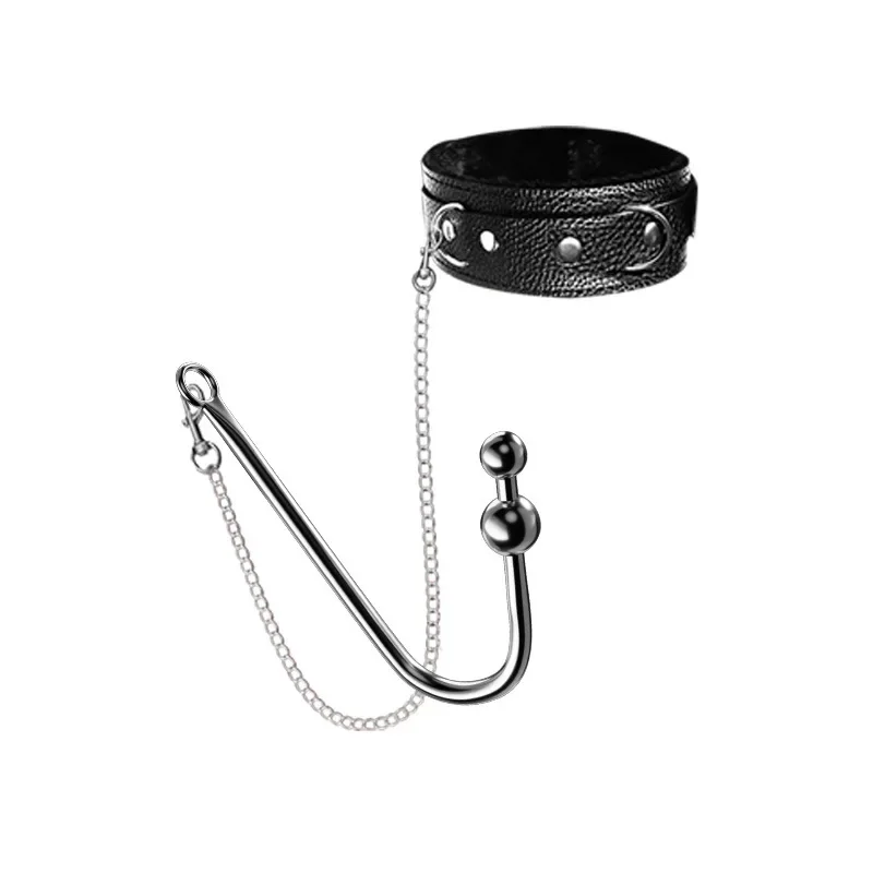 Adjustable Faux Leather Neck Collar Set, Metal Anal Plug, Couple Intimate Play Kit, Adult Personal Accessory for Home Use view 2