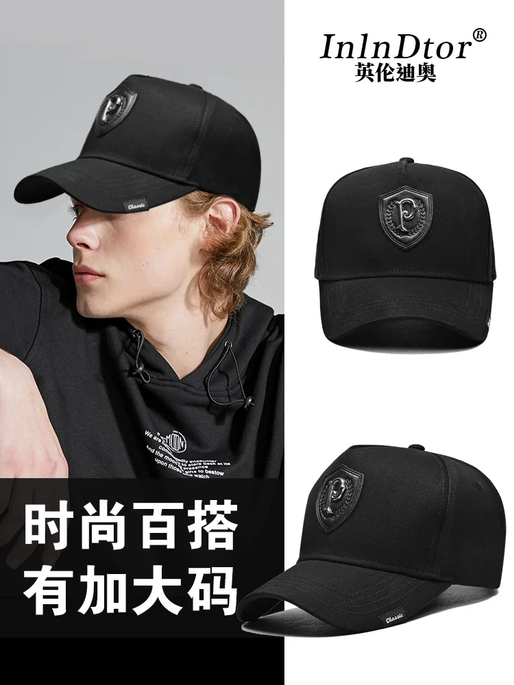 InlnDtor letter cap male high top big head circumference show face small four seasons baseball cap outdoor fishing duck cap