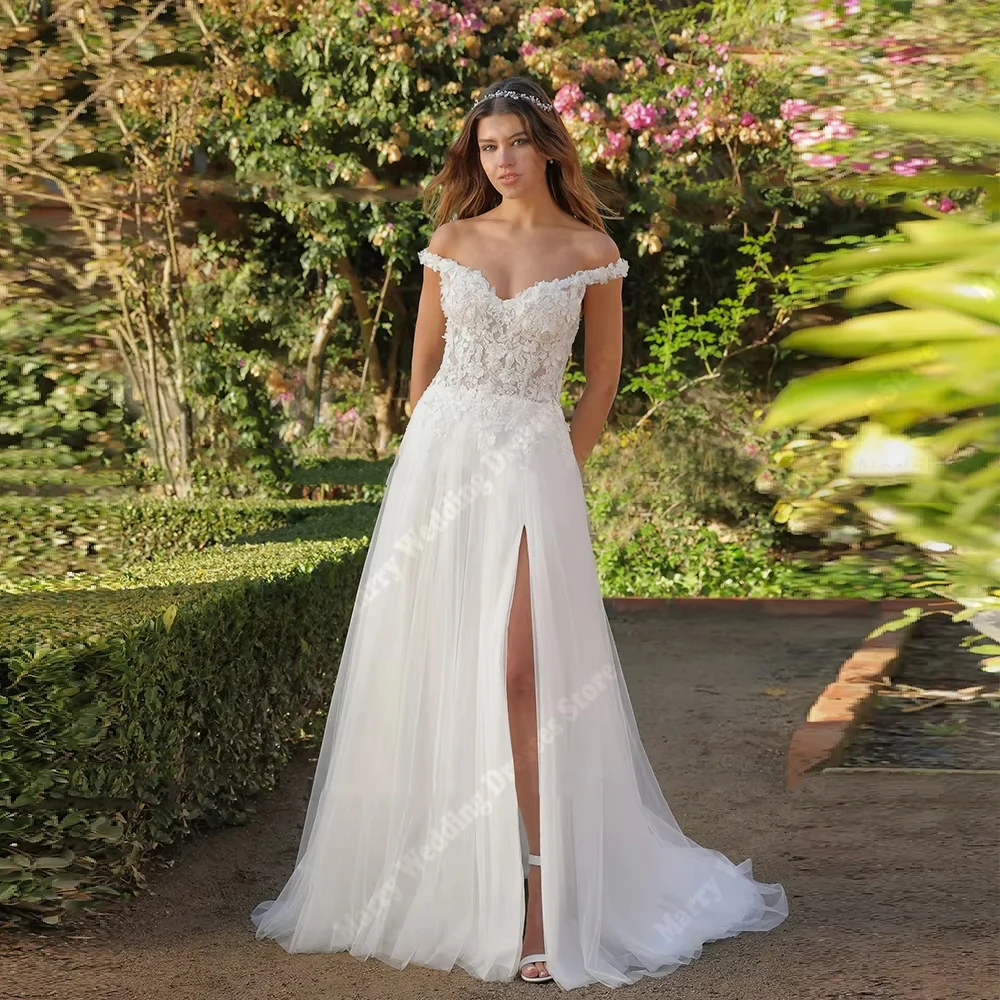 

Sweetheart Collar Women Wedding Dresses Elegant Lace Applique Bridal Gowns Party Engagement Banquet Vestido De Novias Customized