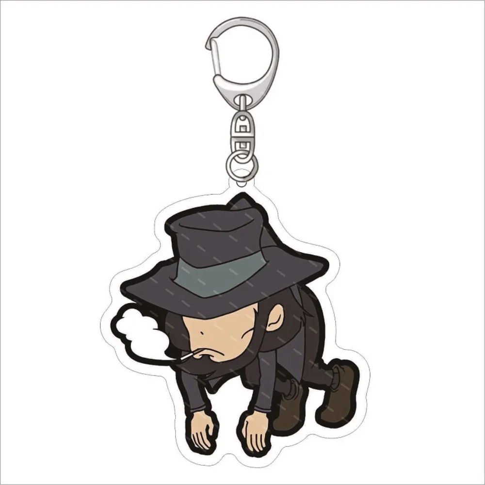 Anime Acrylic Characters Ishikawa Goemon Rubang Sansi Zenigata Koichi Mine Fujiko Keychains Key Ring Ornament Funny Bag Pendant