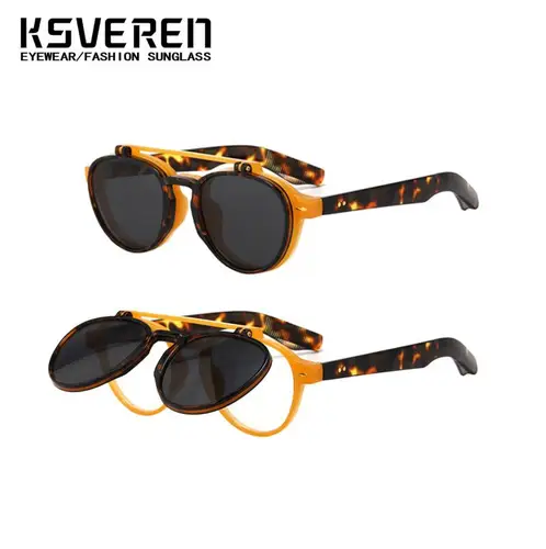 Imagen 2 del producto Gafas Retro ovaladas transparentes antiluz azul para miopía, gafas de sol Punk abatibles hacia arriba para hombres y mujeres, gafas graduadas terminadas-0,5 a-6,0