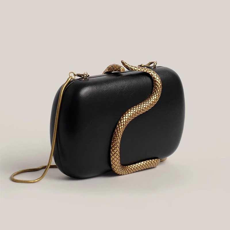 

Fashion High-end Evening Bag New Snake-shaped Shoulder Bag Simple European American Chain Crossbody Bag High-quality Pu Clutches