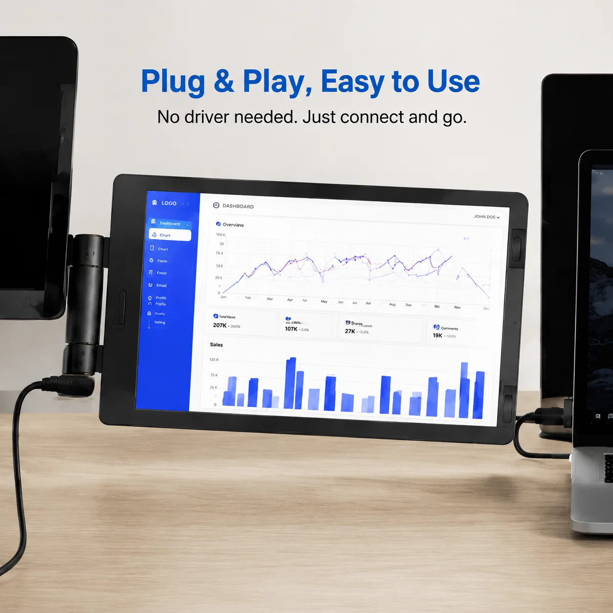 11.6-Inch EM116 Laptop Expansion Screen Game Monitor Portable USB-C Computer Display Monitor For Laptop Phone Gamer